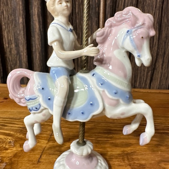 Matching 1990 Paul Sebastian Porcelain Girl/Boy On Carousel Horse old vintage! - Picture 3 of 10